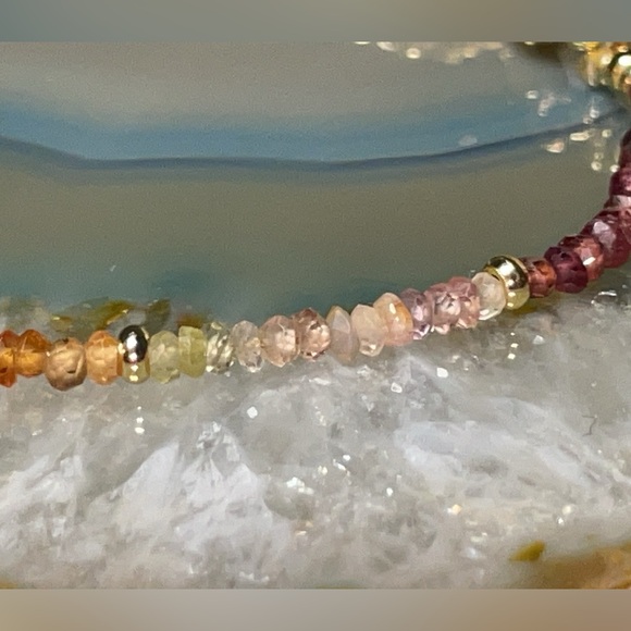 Umbra  Sapphire and Gold Fill Dainty Bracelet - Picture 4 of 9